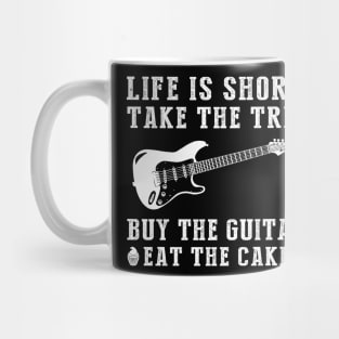 Guitar Serenade: Strumming Through Life's Adventures and Desserts! Mug